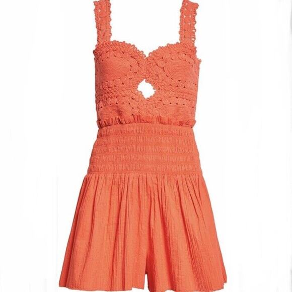 Sea NWT Camila Crochet Pleating Romper Red Size 8 - Picture 12 of 12